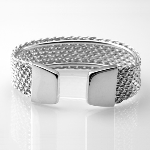 Wide Braided Cuff in silver by Tamberlaine