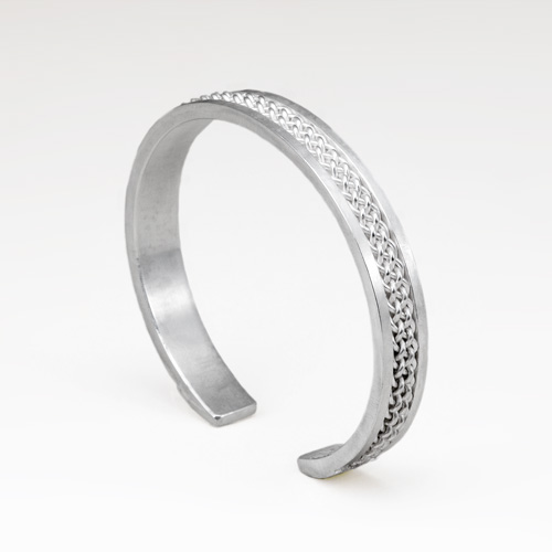 Six Strand Inset Weave Cuff in silver by Tamberlaine