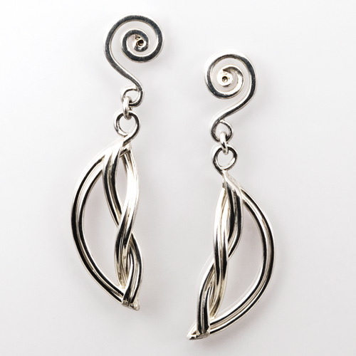 Ocean Wave Earrings in sterling silver by Tamberlaine