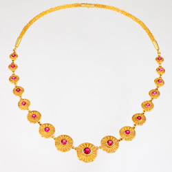 Gold Necklace - Pink Tourmaline, 18k & 22k yellow gold