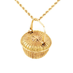 Covered Swing Handle Basket Necklace - 18k & 22k yellow gold