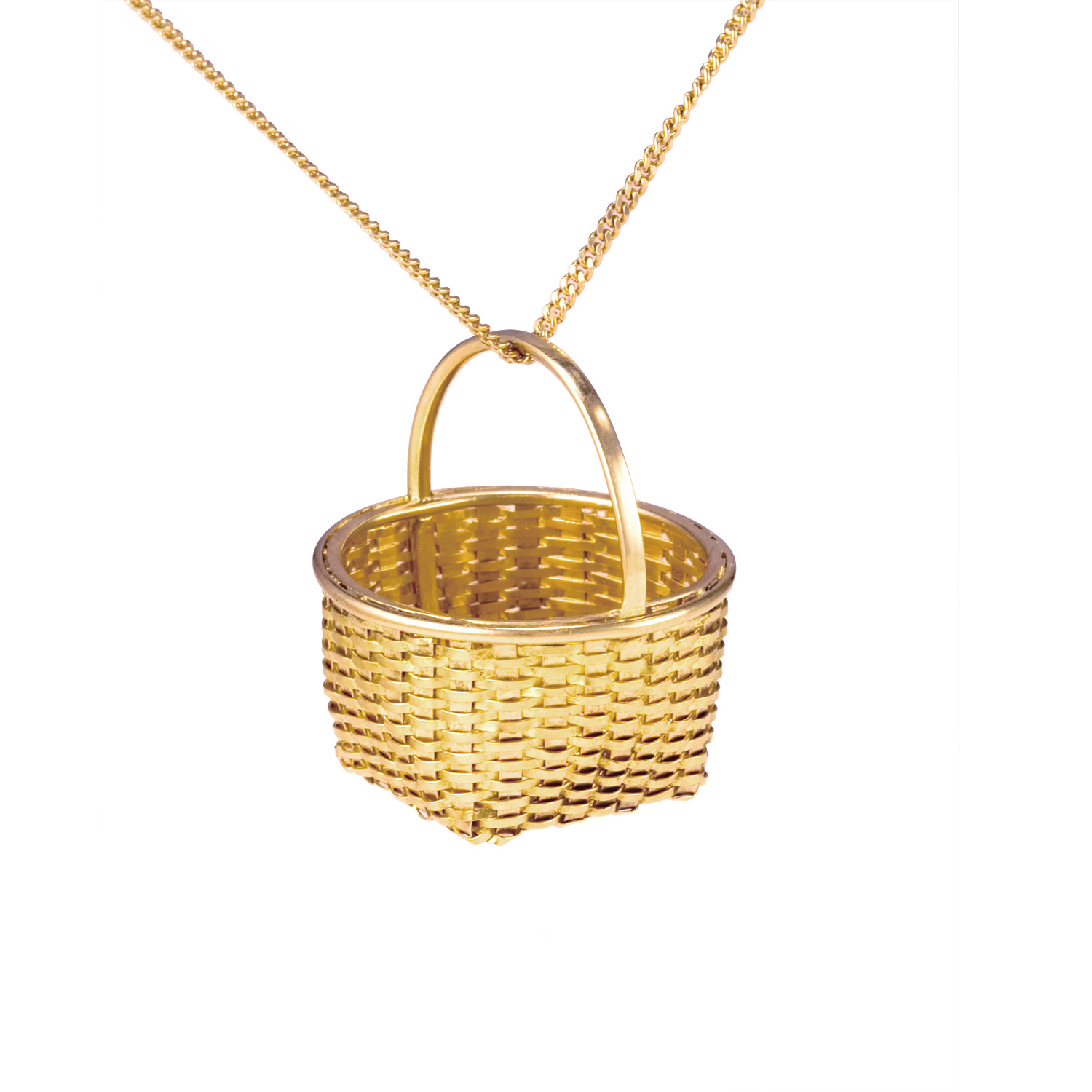 Shaker Fruit Basket Pendant in 18k & 22k gold by Tamberlaine