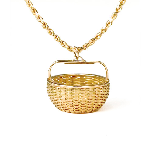 Maine Potato Basket Pendant hand woven in 18k & 22k gold