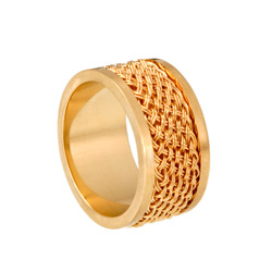 Inset Weave Ring fine weave 10mm 18k gold