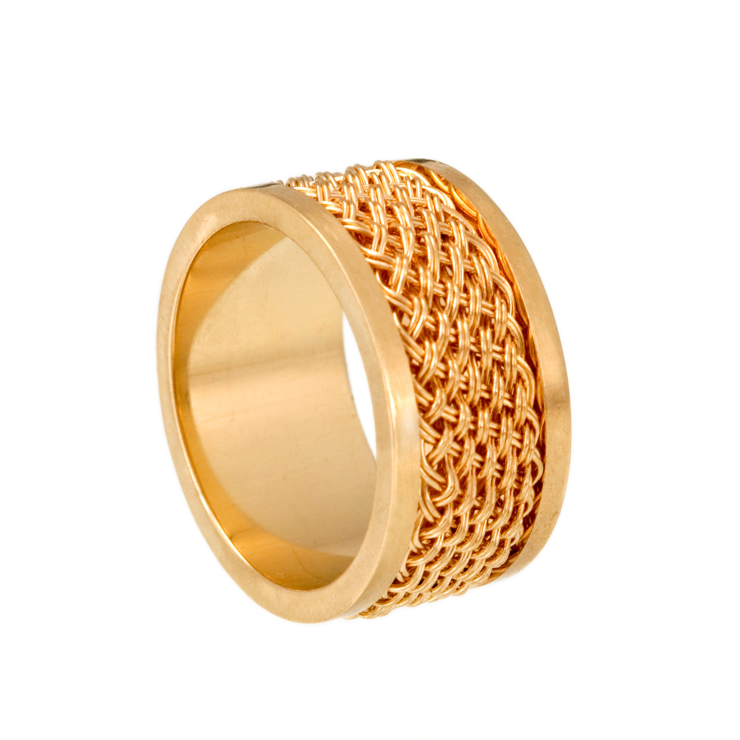 Inset Weave Ring 18k 10mm by Tamberlaine