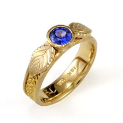 Sapphire Hydrangea Ring in 18k & 22k gold with blue sapphire