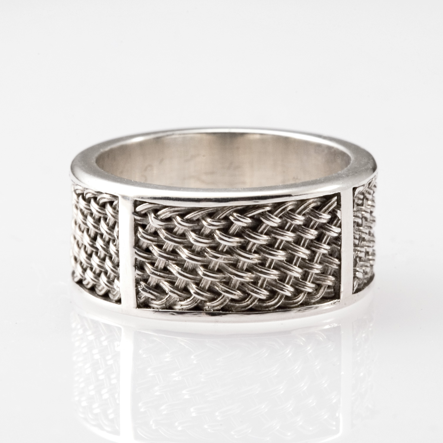 Inset Fine Weave Ring in sterling silver by Tamberlaine