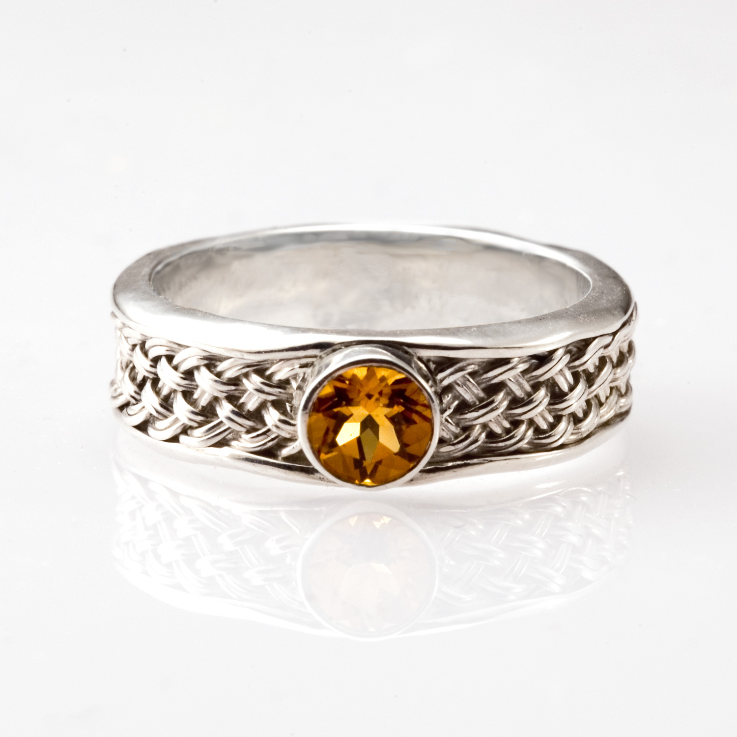 Citrine Inset Weave Ring in sterling silver by Tamberlaine