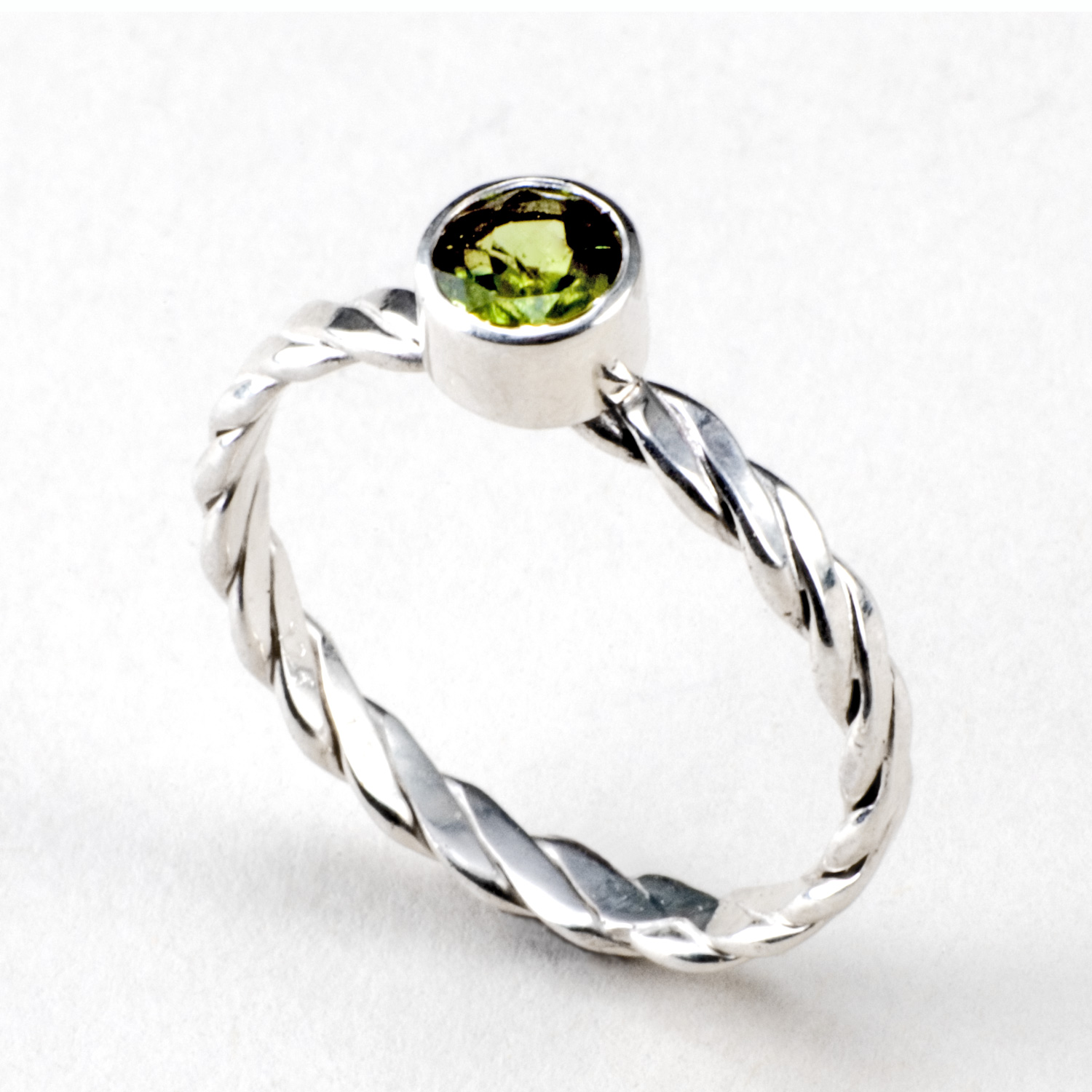 Peridot Stack Twist Ring in sterling silver by Tamberlaine