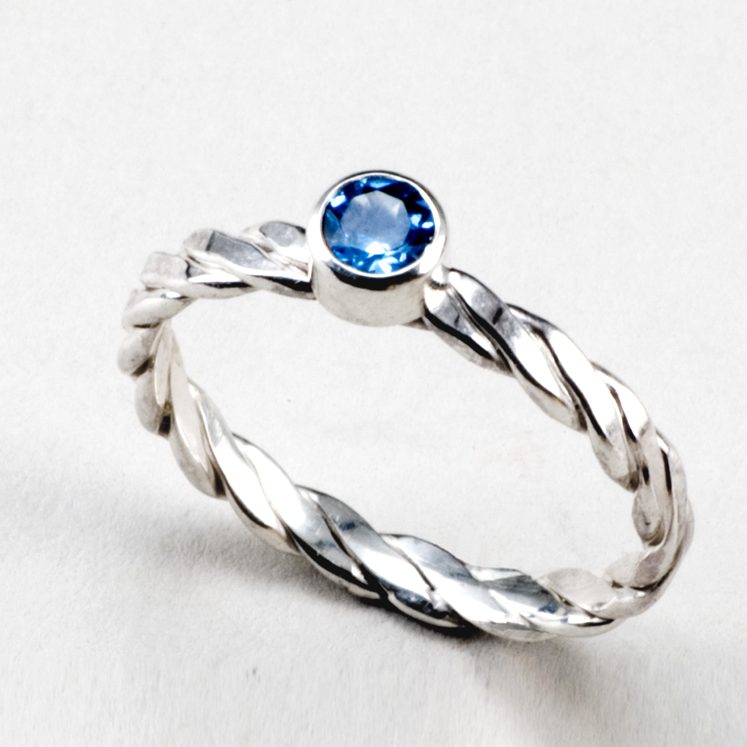Swiss Blue Stack Twist Ring in sterling silver by Tamberlaine