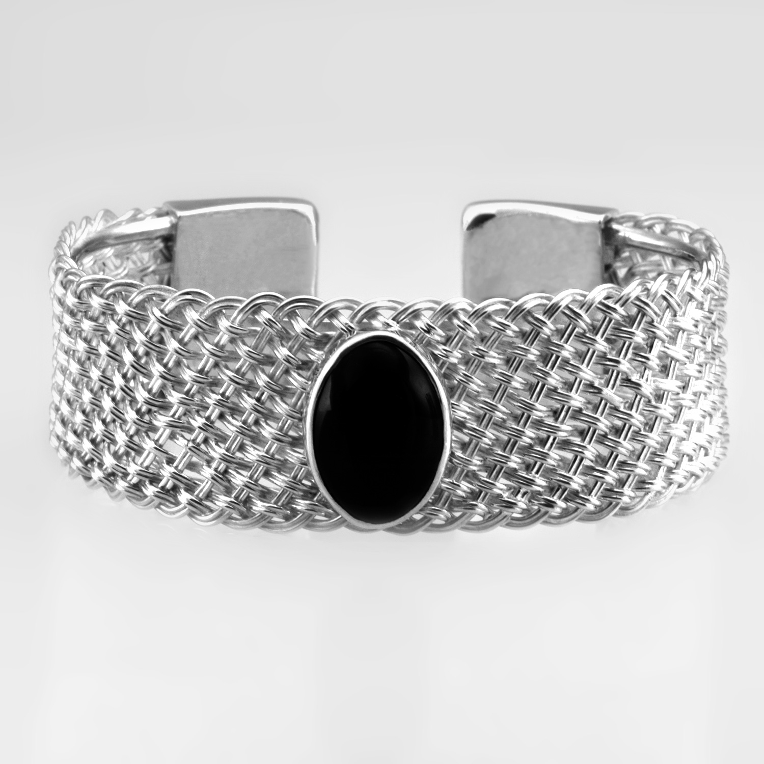 Wide Braid Onyx Cuff Bracelet by Tamberlaine